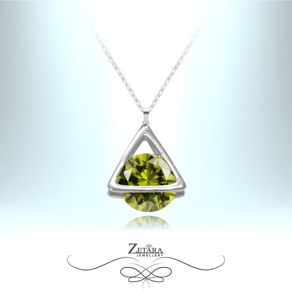 Bermuda Triangle Crystal Necklace - Peridot - Birthstone for August 2023