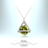 Bermuda Triangle Crystal Necklace - Peridot - Birthstone for August 2023