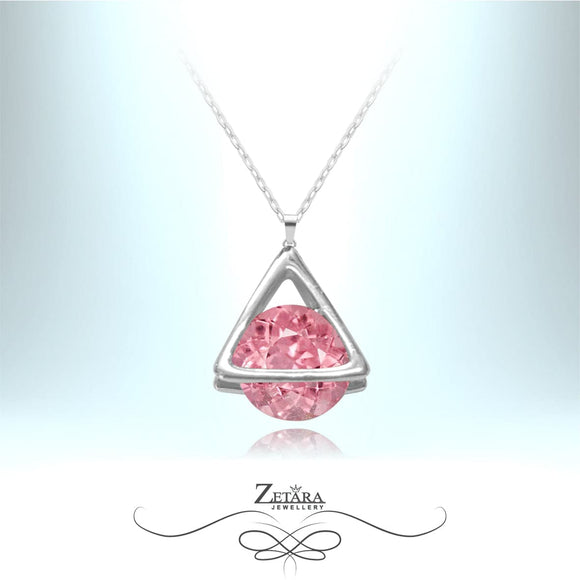 Bermuda Triangle Crystal Necklace - Pink Tourmaline - Birthstone for October 2023