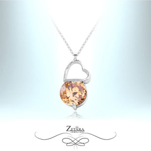 Love Connection 1 - Crystal Heart Necklace - Light Citrine - Birthstone for November 2023