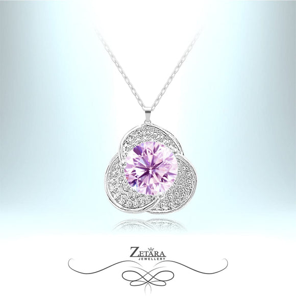 Sacred Water Lily Crystal Necklace - Light Amethyst - Birthstone for February 2023