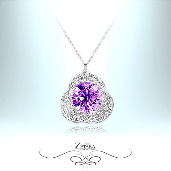 Sacred Water Lily Crystal Necklace - Amethyst - Birthstone for February 2023