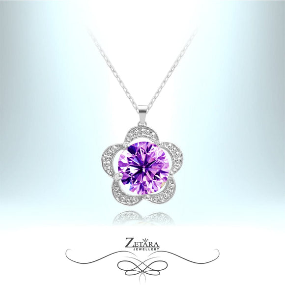 Lotus Crystal Necklace - Amethyst - Birthstone for February 2023