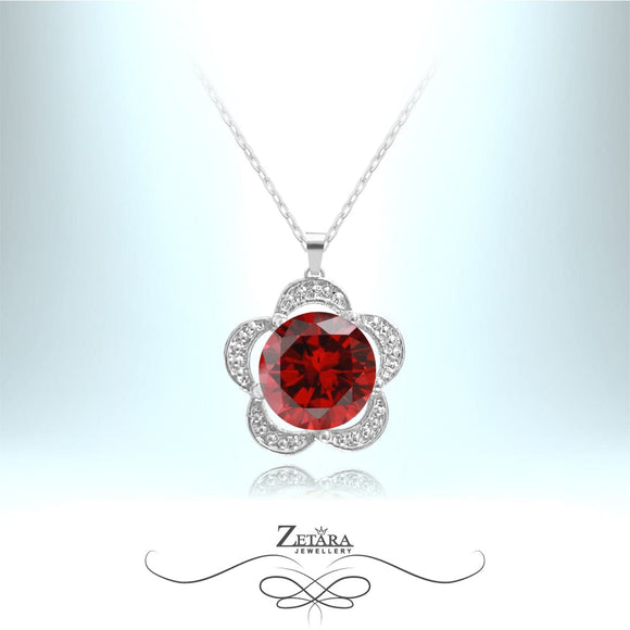 Lotus Crystal Necklace - Ruby - Birthstone for July 2023