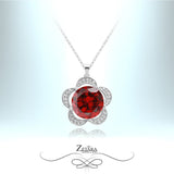 Lotus Crystal Necklace - Ruby - Birthstone for July 2023