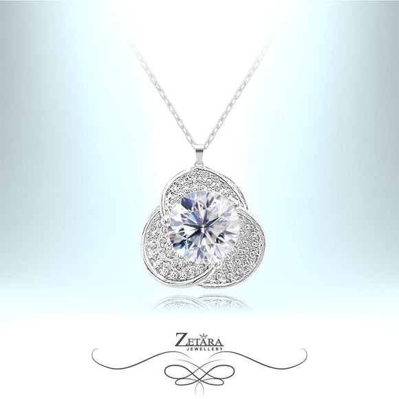 Sacred Water Lily Crystal Necklace - Clear Diamond - Birthstone for April 2023