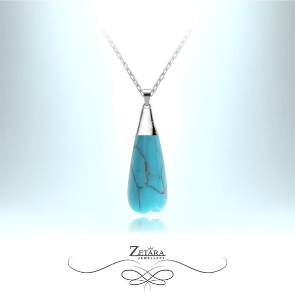 Natural Turquoise Stone Necklace - Birthstone for December 2023