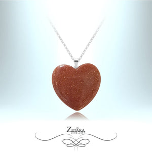 Gold Sandstone Heart Necklace - Birthstone for December 2023