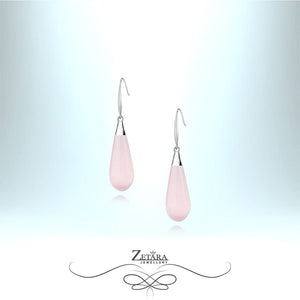 Sweet Pea Earrings - Natural Rose Quartz - Birthstone for January 2023 Silver Plated