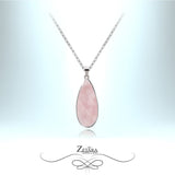 Oriental Lily Necklace - Natural Rose Quartz - Birthstone for January 2023 Silver Plated