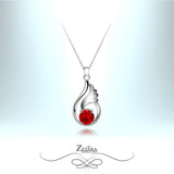 Santorini Crystal Teardrop Necklace - Ruby - Birthstone for July 2023