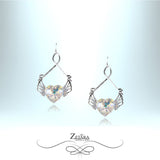 925 Sterling Silver Earrings-Angel Wing Heart 2023