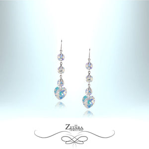 925 Sterling Silver Malina Earrings - Drop Crystal Hearts 2023