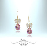Silver with Gold Crystal Earrings Tourmaline Butterfly - Birthstone for October 2023