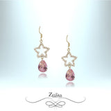 Silver with Gold Crystal Earrings Tourmaline Star - Birthstone for October 2023