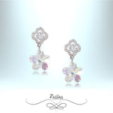 Lollita Crystal Flower Silver Earrings - Multicolour Diamond - Birthstone for April 2023