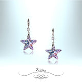 925 Sterling Silver Earrings - Light Violet Crystal Star 2023
