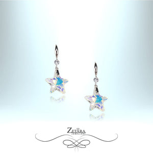 925 Sterling Silver Earrings - Clear Multicolor Crystal Star 2023
