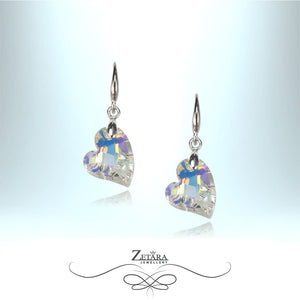 925 Sterling Silver Earrings - Transparent Multicolor Heart 2023