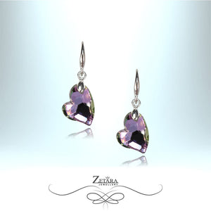 Maria Crystal Heart Silver Earrings - Amethyst - Birthstone for February 2023