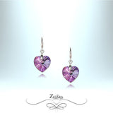 Merinda Crystal Heart Silver Earrings - Amethyst - Birthstone for February 2023