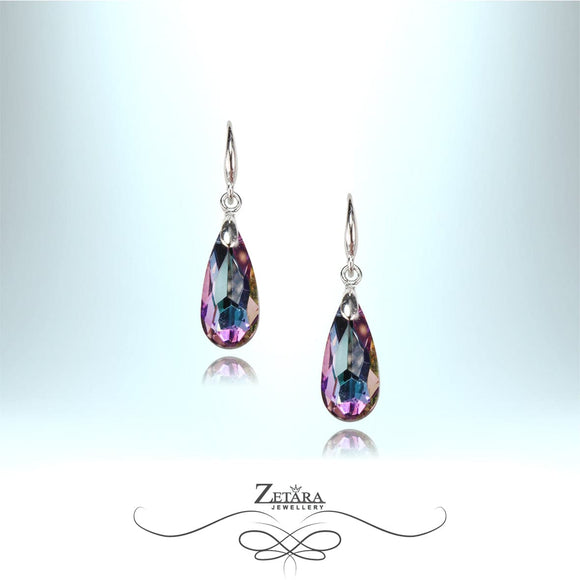 925 Sterling Silver Crystal Multicolor Violet Earrings 2023