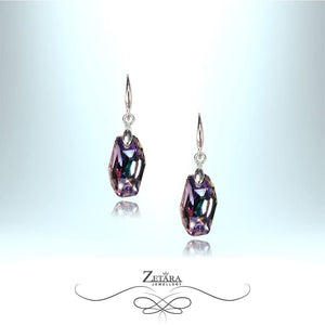 925 Sterling Silver Crystal Earrings Multicolor Violet 2023