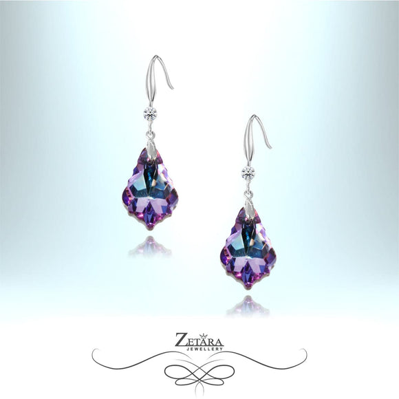 925 Sterling Silver Crystal Earrings - Multicolor Violet 2023