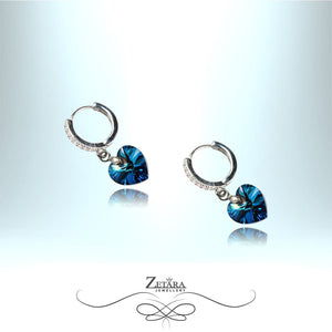 925 Sterling Silver Crystal Earrings Blue Topaz - Birthstone for December 2023