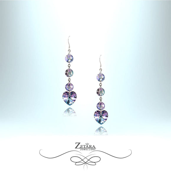 Malina Crystal Heart Silver Earrings - Amethyst - Birthstone for February 2023