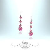 925 Sterling Silver Malina Earrings - Tourmaline Crystal Hearts - Birthstone for October 2023