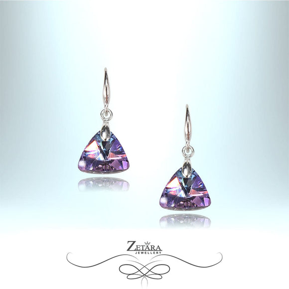 Loretta Multicolor Crystal Silver Earrings - Amethyst - Birthstone for February 2023