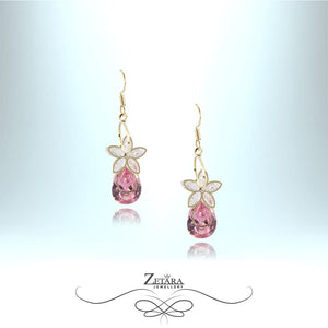 Silver with Gold - Tourmaline Flora Earrings - Birthstone for October 2023