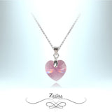 Camellia Crystal Heart Silver Necklace - Light Tourmaline - Birthstone for October 2023