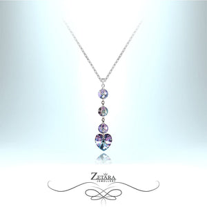 Malina Crystal Heart Silver Necklace - Amethyst - Birthstone for February 2023