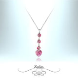 925 Sterling Silver Malina Necklace - Tourmaline Crystal Hearts - Birthstone for October 2023
