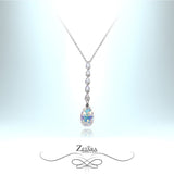 925 Sterling Silver Czech Crystal Drop Dangle Multicolor Necklace 2023