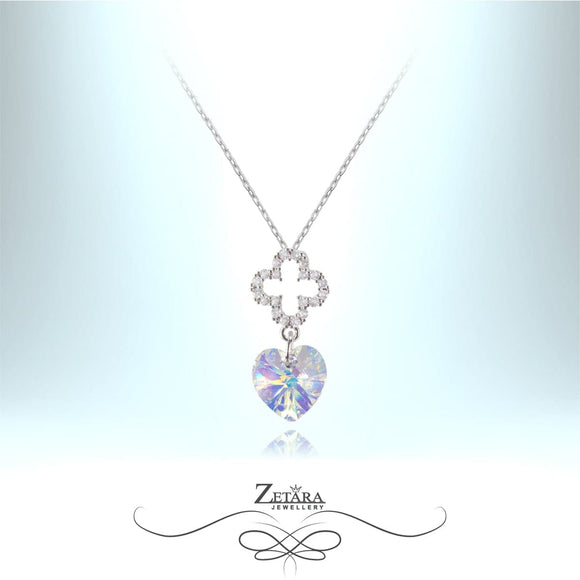 925 Sterling Silver Czech Crystal Flower Necklace -Multicolor 2023