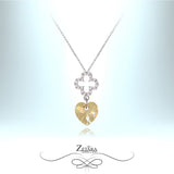 925 Sterling Silver Czech Crystal Flower Necklace - Citrine - Birthstone for November 2023