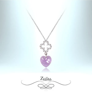 Lara Crystal Flower Silver Necklace - Amethyst - Birthstone for February 2023