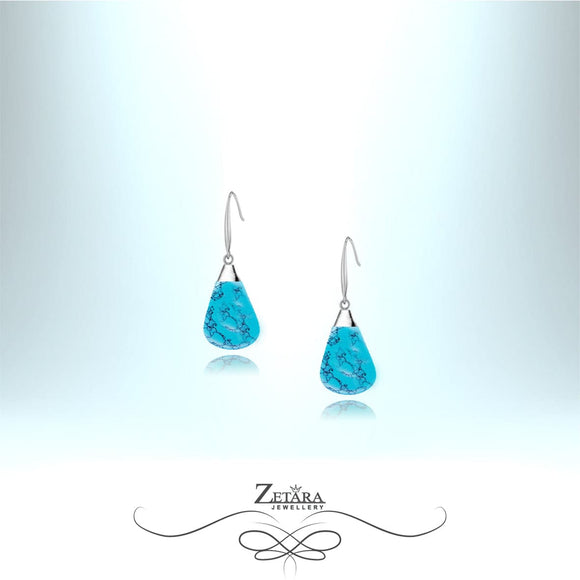 Natural Turquoise Stone Earrings - Birthstone for December 2023